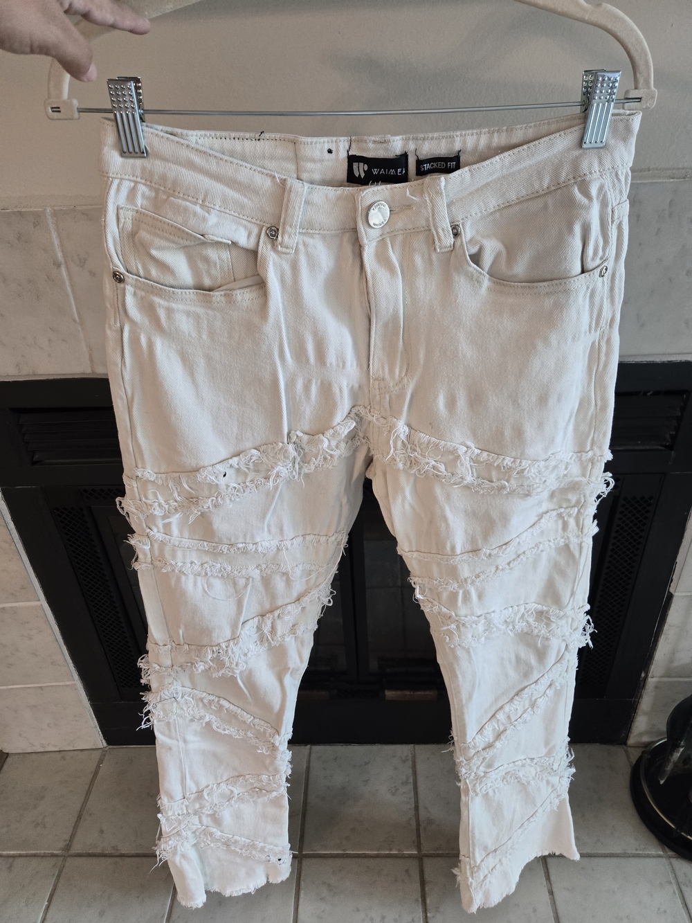 Waimea Off-White Distressed Stacked Jeans for Men